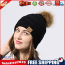 Autumn Winter Warm Knit Hat Korean Lovely Pompom Unisex Crochet Cap (Black)