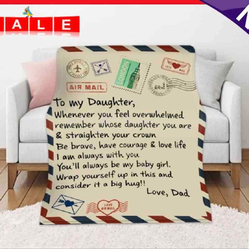 AGZHU fleece blanket with inscription "To My Daughter", printed quilts and courage