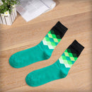 1 Pair British Cotton Socks Men Gradient Color Autumn Winter Socks Xmas Gift