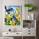 Bird and Flower Oil Paint By Numbers DIY Handpainted on Canvas Wall Art Pic
