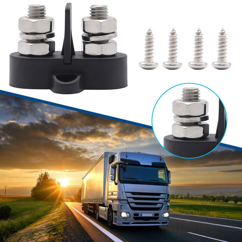 Truck Heavy Duty M8 Bus Bar Terminal Blocks Power Distribution Stud (Black)