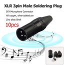 10pcs DIY Microphone XLR 3Pin Male Plug Connector Cable Solder Plug MIC Ada