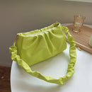Fashion Women Casual PU Leather Solid Color Small Pleated Underarm Shoulder Bags