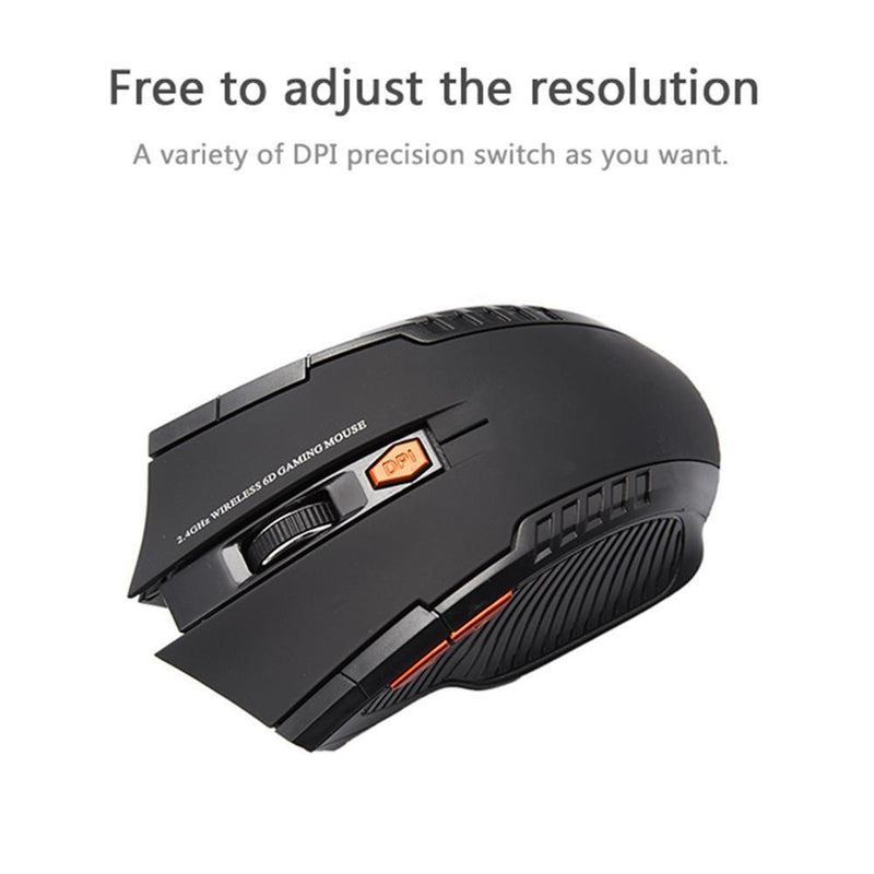 2.4GHz Wireless Optical Mouse 2400DPI 6 Button USB Optical Gaming Mouse for Ga