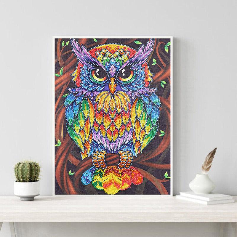 5D DIY Special Shaped Diamond Painting Owl Embroidery Mosaic Kit Home Wall Decor