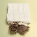 2015 Winter Warm Knitted Hat Set Women Thicken Faux Fur Hat Scarf White