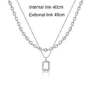 Stainless Steel Multilayer Necklace Square Pendant Double Layer Long Link Chain
