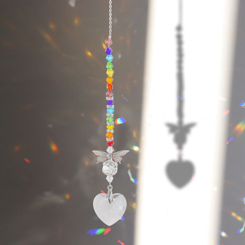 Crystal Pendant Craft Butterfly Love Indoor Outdoor Garden Hanging Light Catcher