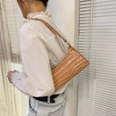 PU Alligator Pattern Underarm Bag Women Retro Solid Color Handbag (Khaki)