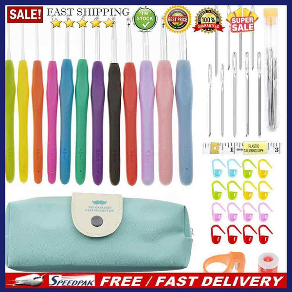 Knitting Tool TPR Silicone Soft Handle Aluminum Crochets Wool Crochets Hook