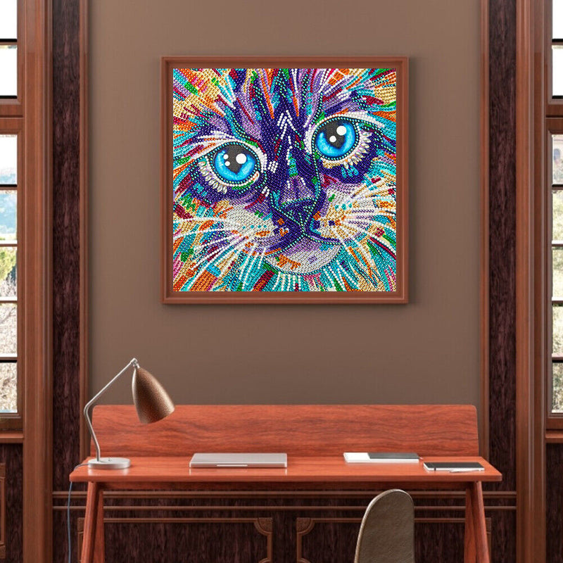 DIY Color Cat Animal Part Drill Special Shape Diamond Painting Kit (B046)