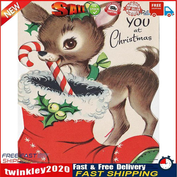 Frameless Oil Paint By Numbers Christmas Deer DIY Canvas Picture Craft Kit Newly