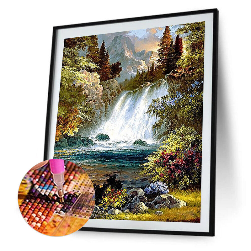 Waterfall Full Drill Round Diamond Painting DIY Needlework Cross Stitch Set