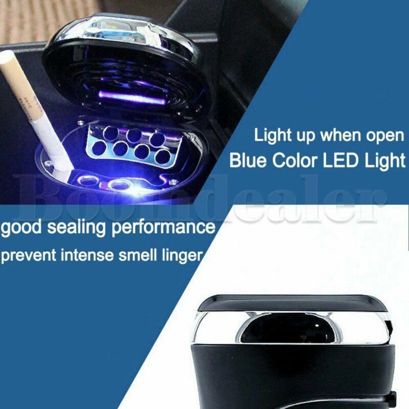 Car Solar LED Car Ashtray Blue Light Lighting gluttöter
