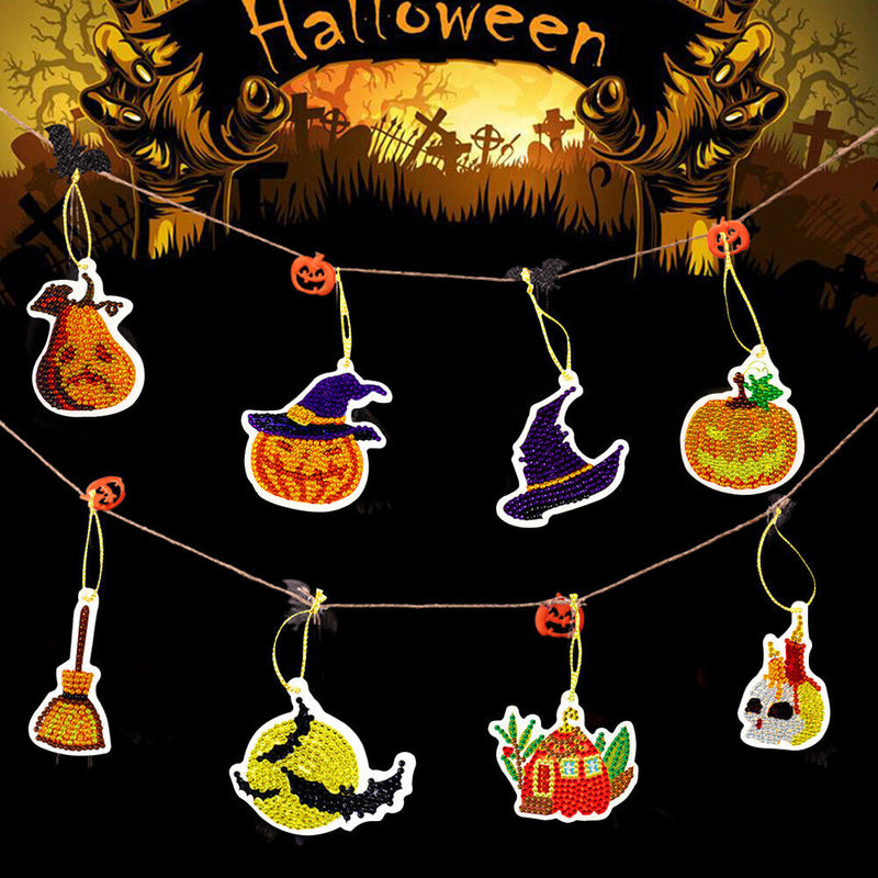 10pcs Halloween Decorative Diamond Painting During DIY Hanging Mosaic Ornaments