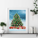 Hand Painted Oil Paint By Numbers Christmas Tree Digital Drawing On Home Canvas
