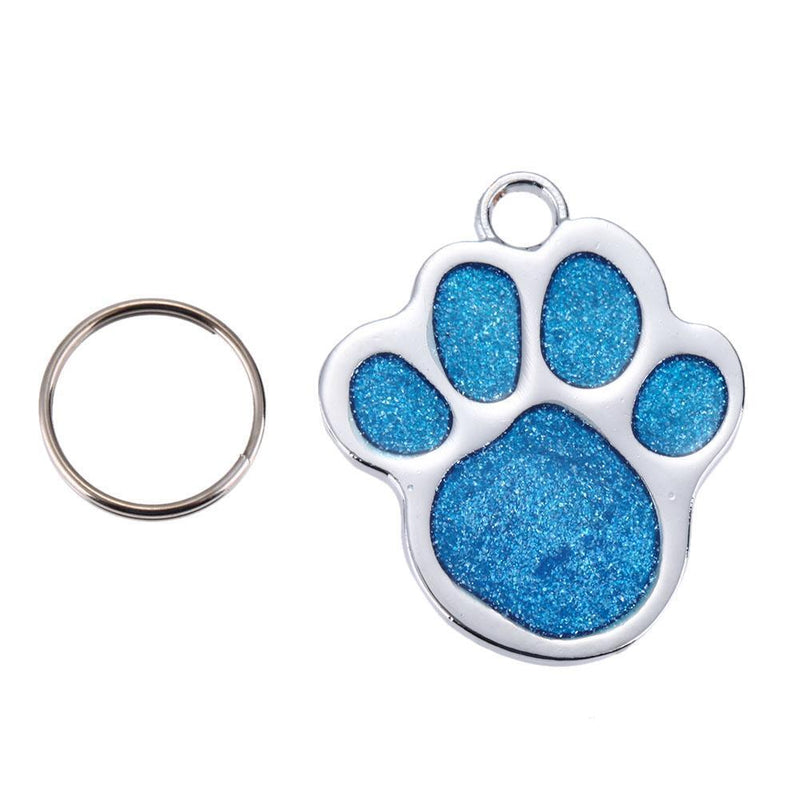 Stainless Steel Glitter Custom Pet Dog Tag Engraved Feet Card(Blue)