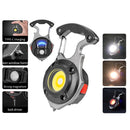 COB LED Flashlight Keychain Bottle Opener Camping Pocket Clip Lamp (Black)