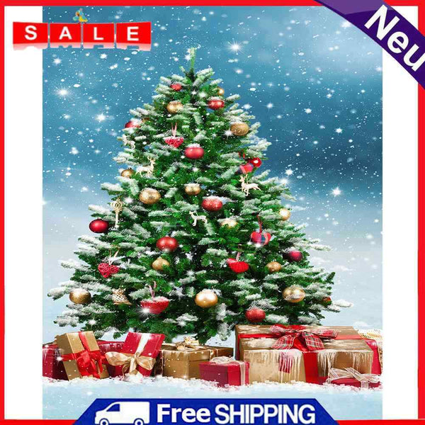 Hand Painted Oil Paint By Numbers Christmas Tree Digital Drawing On Home Canvas