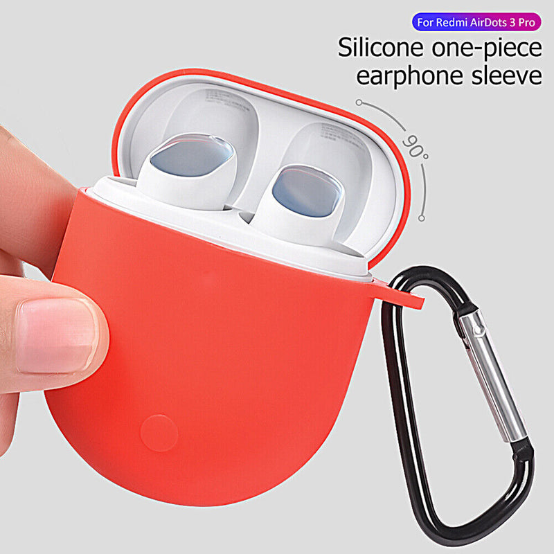 For Redmi AirDots 3 Pro Silicone Protective Case Cover with Keychain (Red) Newly