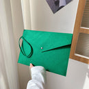 Women Felt Solid Color Envelop Bag Large Capacity Clutch Bags (Green)