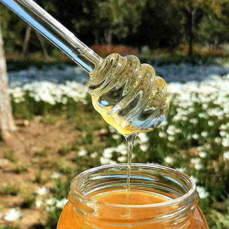 6  Honey Spoon Glass Honey Dipper Stick Syrup Dispenser T8U5 For Honey T2P6