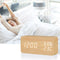 Alarm Clock LED Wooden Watch Table Voice Control Digital Wood Electronic Desktop