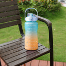 2000ML Large Capacity Water Bottle Straw Plastic Cup with Handle (Blue) Newly