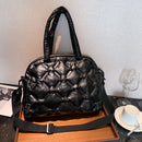 Fashion Women Space Cotton Shoulder Bags Winter Crossbody Handbags (Black)