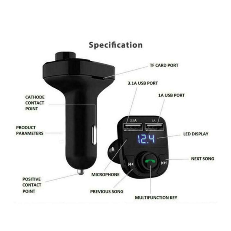 Display 2 USB Charger Fast Charger Adapter MP3 Player Car Kit FM Transmitter