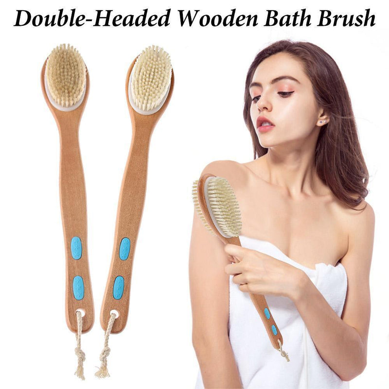 Double Side Head Bristle Bath Brush Shower Brush Body Exfoliating Cleaner