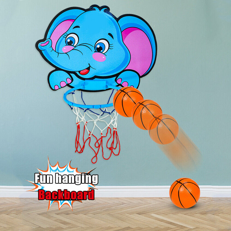 Baby Kids Basketball Hoops Set Indoor Basketball Backboard Toys (Elephant) Newly