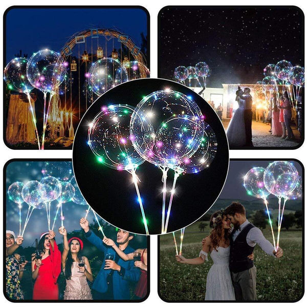 LED Luminous Transparent Bobo Balloon Bouquet Rose Ball Valentine's Day Decor U.