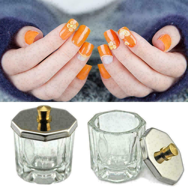 Glass Dappen Dish/Crystal Octogonal Cup Pot Acrylic S Nail Manicure Liquid E5X6