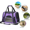 Portable Cat Dog Carrier Bag Outdoor Travel Breathable Pet Handbag (Purple)