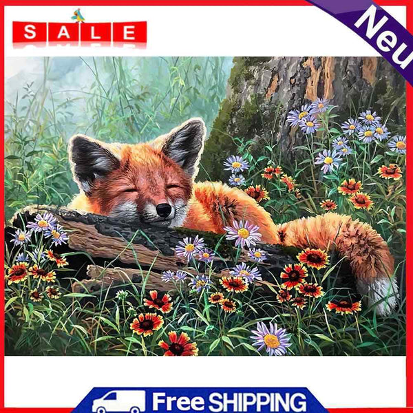 Oil Paint by Numbers Cute Fox Canvas Artwork Living Room Picture Home Decoration