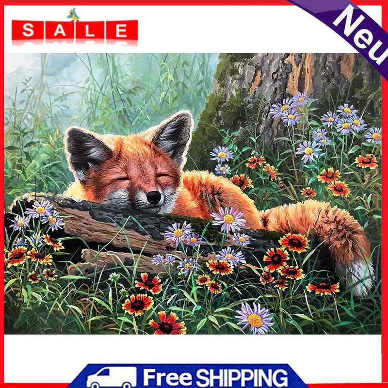 Oil Paint by Numbers Cute Fox Canvas Artwork Living Room Picture Home Decoration