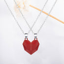Punk Wishing Stone Pendant Lovers Couples Necklace Link Chain Jewelry (D)