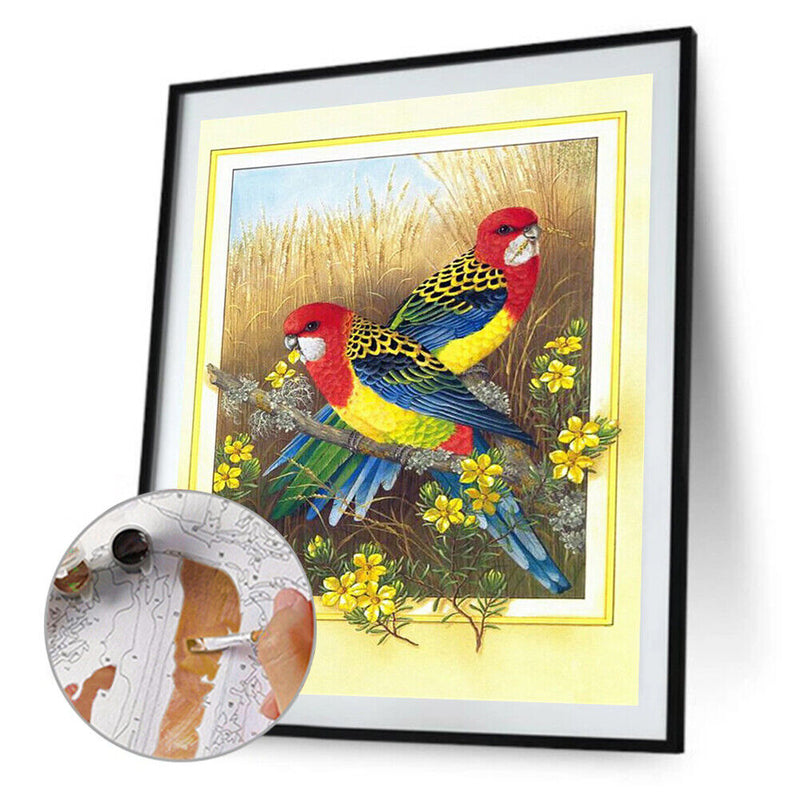 #A Flower Bird Oil Paint By Numbers Kit DIY Acrylic Painting on Canvas Frameless