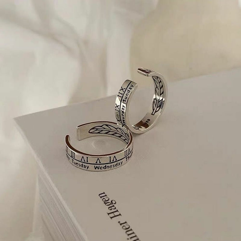 Wind Niche Design Roman Digital Rings Couples Tail Rings Adjustable Opening