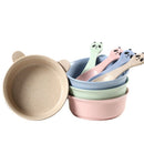 Tableware Anti-Scald Bowl Spoon Set Baby Feeding Bowl Panda Design Wheat Straw
