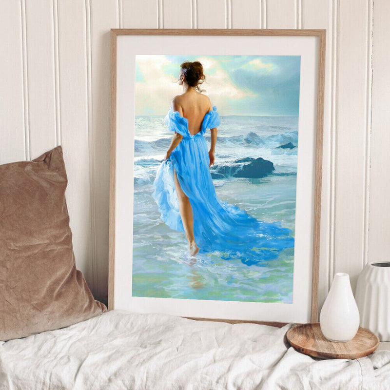 Oil Paint By Numbers Elegant Women Back Frameless Picture Craft Kit for Home