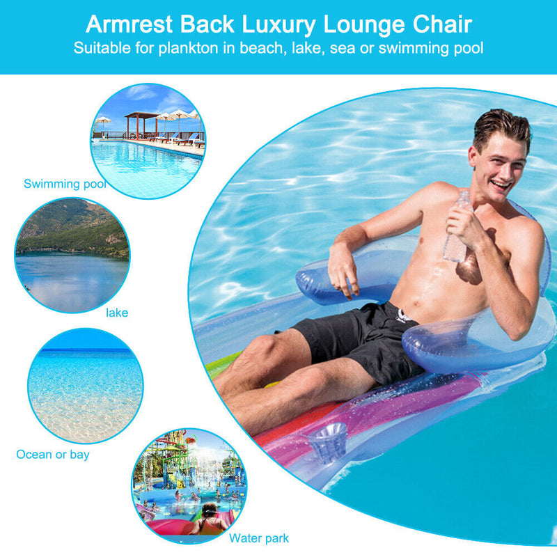 #A Swimming Pool Lounge Chair Water Inflatable Floating Row Air Mat Beach Equipm