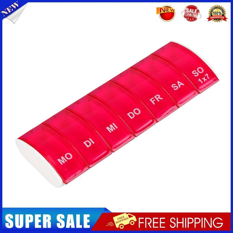 7 Days Pill Case 7 Grids Mini Medicine Splitter Tablet Storage Box (Red)