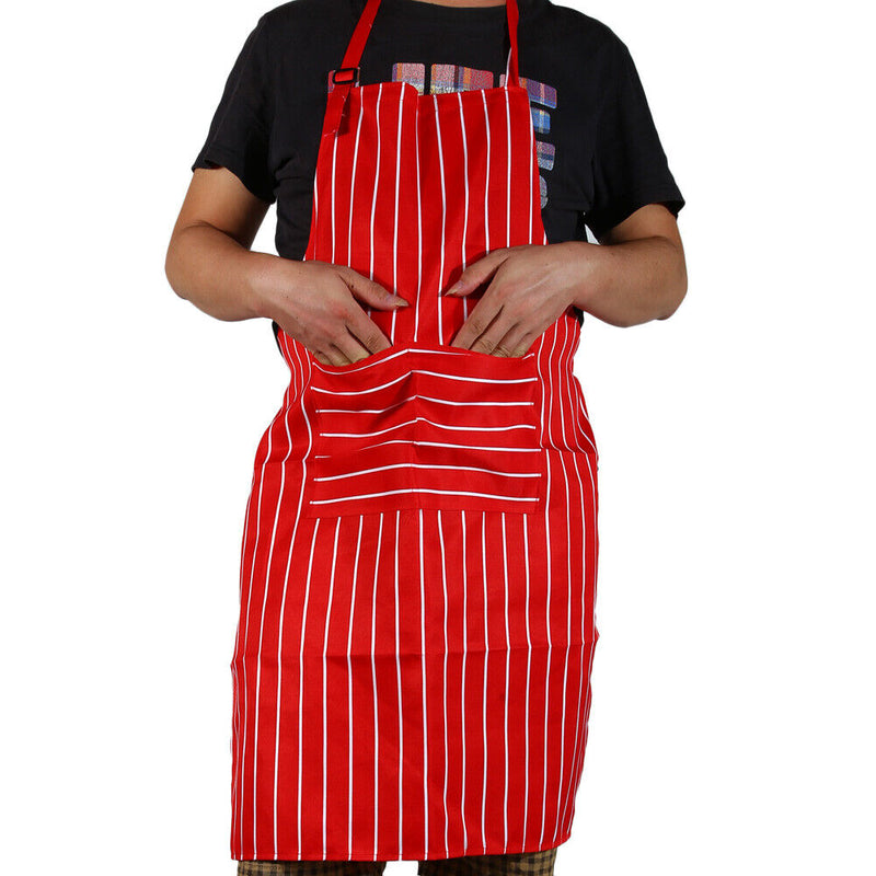 Kitchen Accessories Cooking Plaid Stripe Half Polyester 1 Pockets Apron(C)