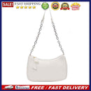 PU Leather Pure Color Ladies Retro Underarm Hobos Bag Fashion Chain Handbag Tote