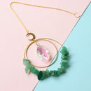Crystal  Moon Circle Hanging Metal Pendant Home Decor (Green)