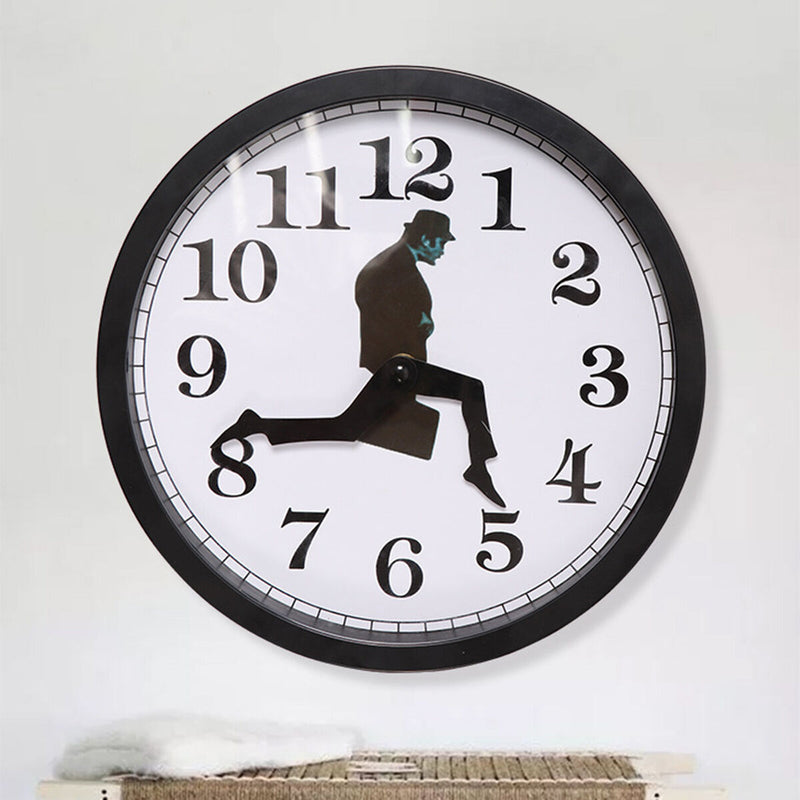 Silent Glass Round Wall Clock - Modern No-Ticking Easy to Read (Black)