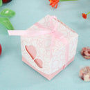 10pcs Double Hollow Heart Design Ribbon Candy Boxes Cut Wedding Party Favor G
