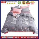 4pcs Cotton Simple Printing Duvet Quilt Cover Bed Sheet Pillowcase Set Beddin